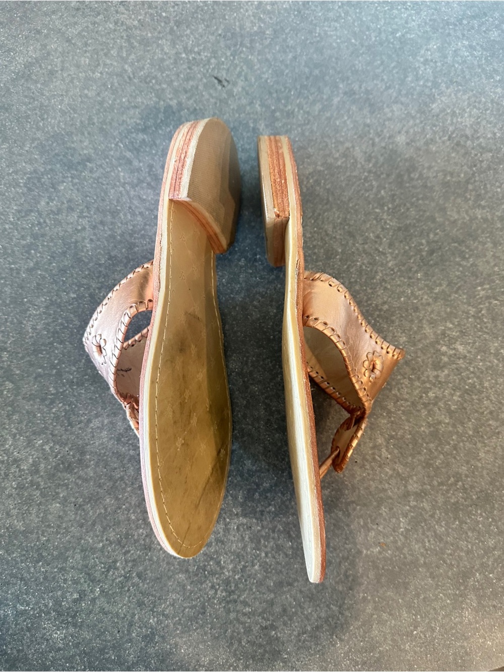 Jack Rogers Metallic Leather Thong Sandals Size 10 - Picture 2 of 3